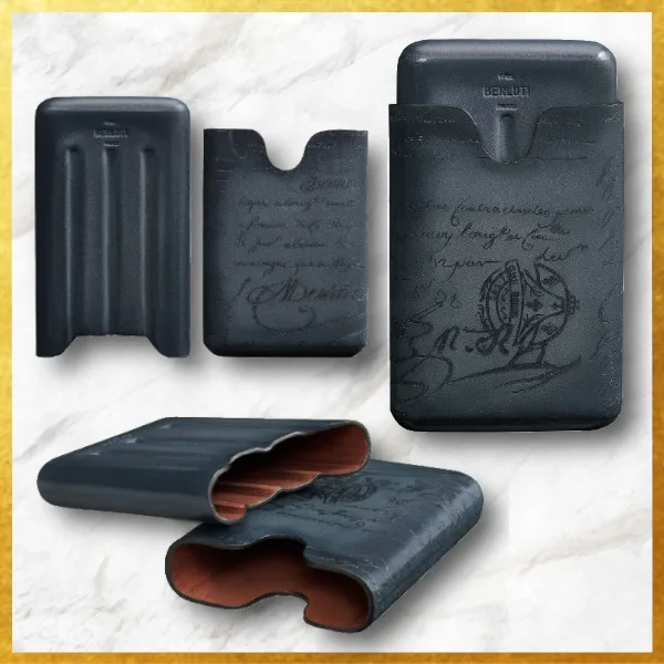 ベルルッティ シガーケース 4 コピー スクリットレザー 紺 4NEOV2