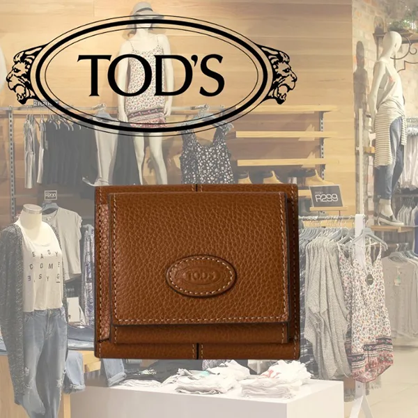 トッズ レザー ウォレット 偽物 カーフスキン ブラウン 三つ折り 財布 XAWDBNB2