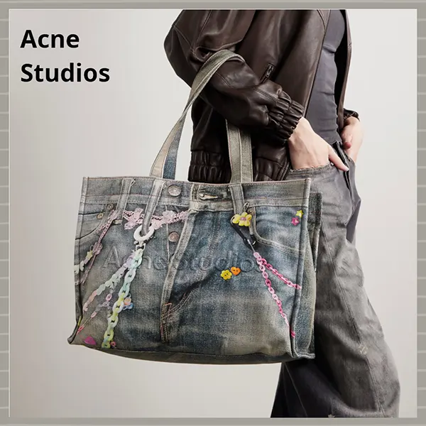 アクネ キャンバスコットン ロゴ ショルダートートバッグ BAGS000189