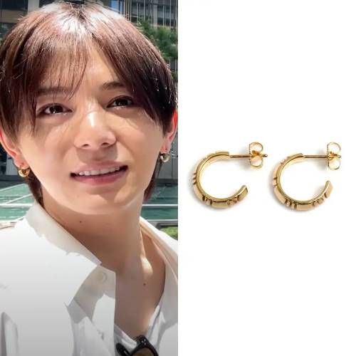 山田涼介 愛用 ティファニー アトラスXフープピアス スモール K18YG 両耳用 スタッドピアス 25052901