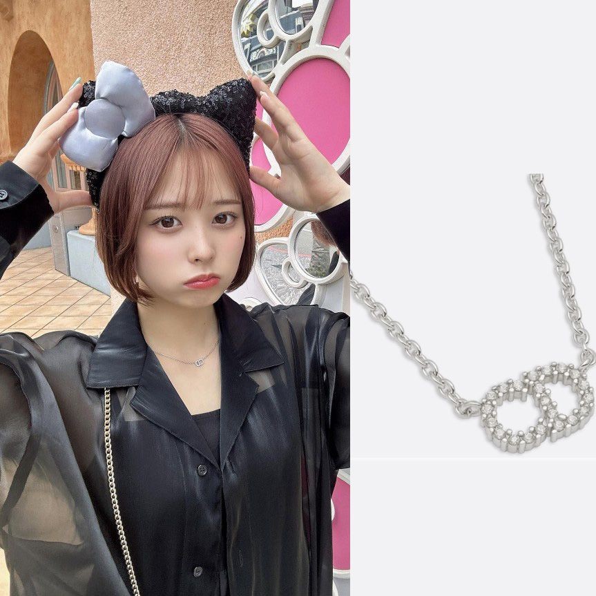 加藤乃愛 芸能人愛用 ディオール clair d lune ネックレス 偽物 CDクリスタル ロゴ ネックレス N0717CDLCY_D102