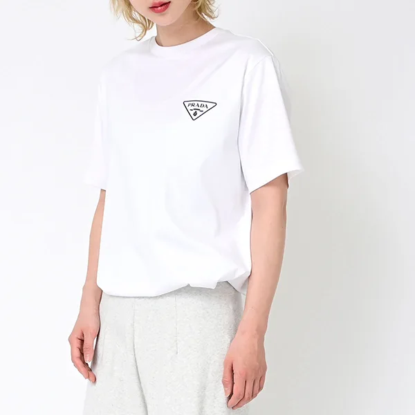 上質デザインプラダ 三角 ロゴ 半袖 Tシャツ スーパーコピー UJN656
