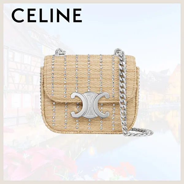 セリーヌ コピー ミニ チェーン クロード ストラス付き 新作 10M582DZ2.02NT