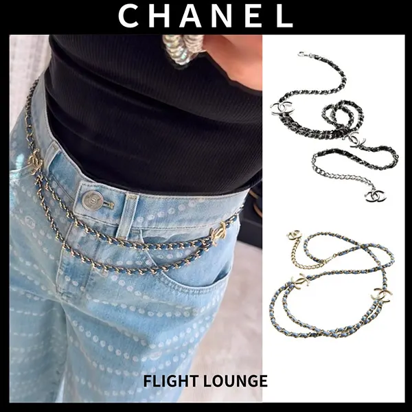 【かわいくて上品♪】お洒落なアクセント♪ チェーンベルト★シャネル ベルト コピー★2色25P ABF177-B19836-NAESV