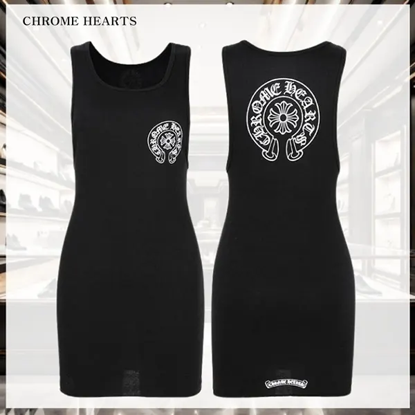 セレブ愛用中クロムハーツ ホースシュー ノースリーブワンピース w25051901
