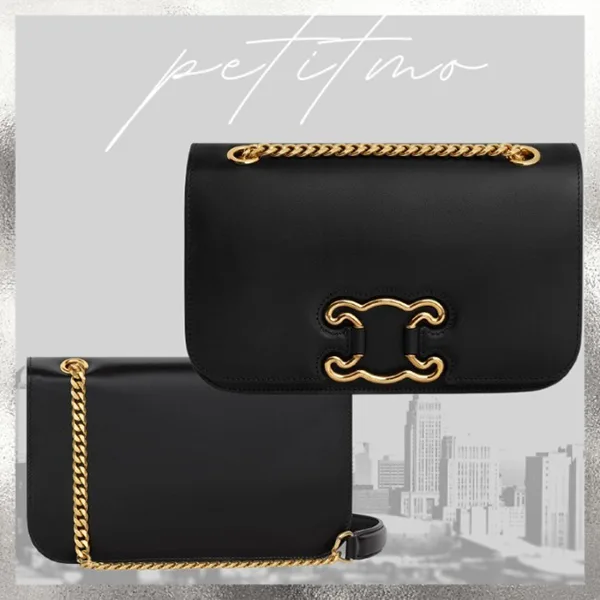 【安全】セリーヌ トリオンフ フレーム ミディアム ショルダーバック 199813EPA