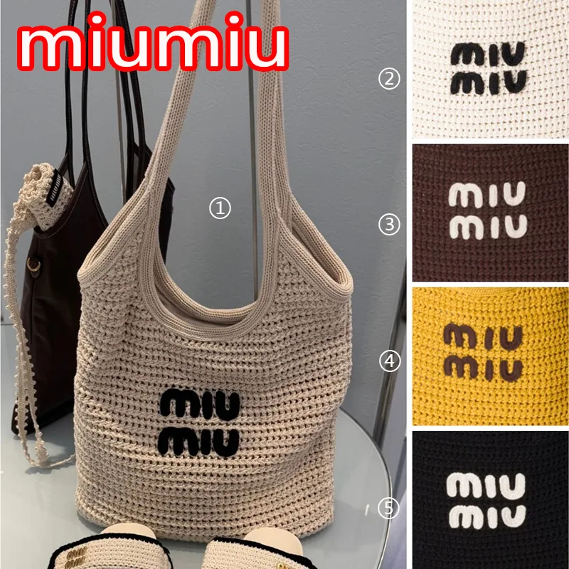 【日本未入荷】ミュウミュウ n級品 IVY ラフィア風織りトートバッグ 5色 miu0607