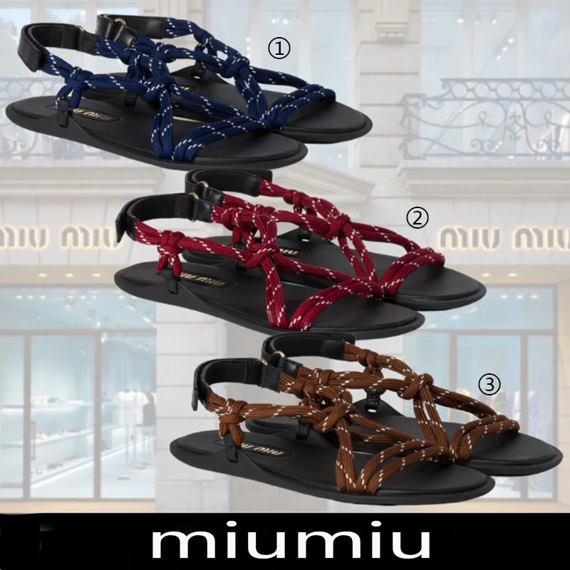 ミュウミュウ リビエール コードxレザー サンダル パチモン 3色 miu0606