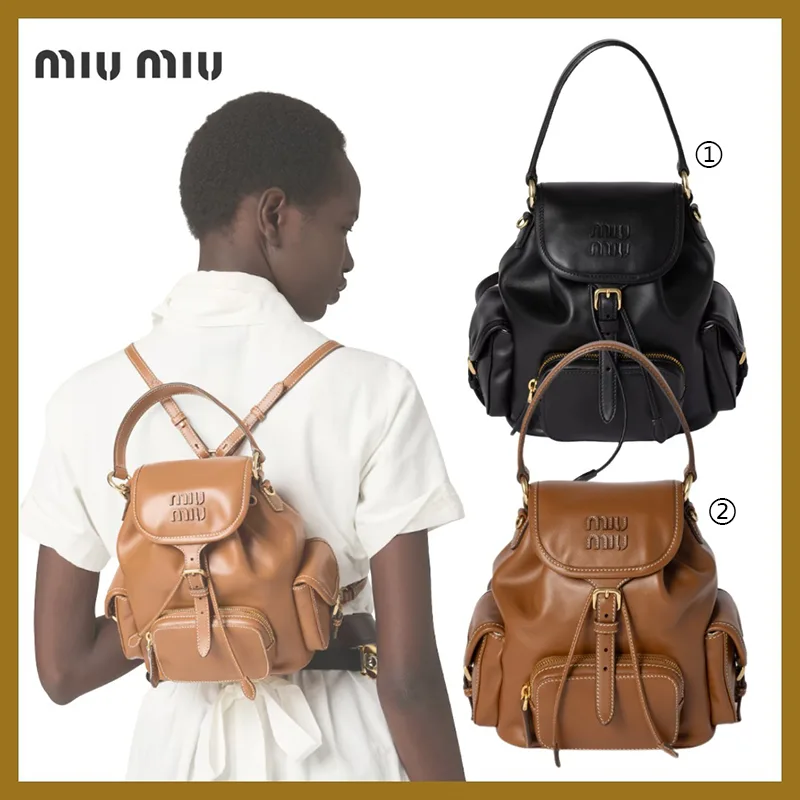 数量限定版ミュウミュウ パロディ レザー バックパック 2色 miu0610