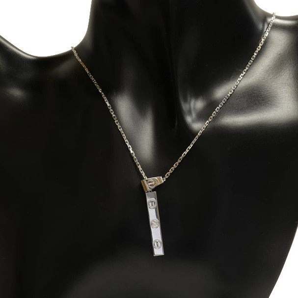 カルティエ K18WG ダイヤ1P ラブYシェイプ ペンダントネックレス(B7213300)