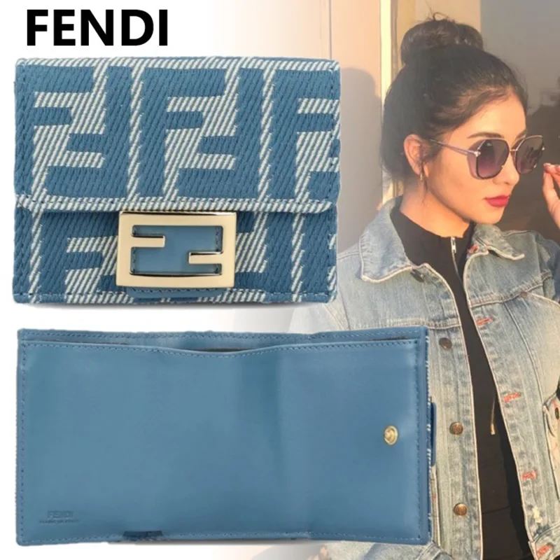 今注目アイテム！フェンディ コピー ブルーデニム調FFジャカード 三つ折り財布 fd65615