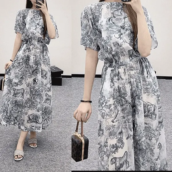 ディオール Dioriviera フレア ミディドレス 541D08A3877