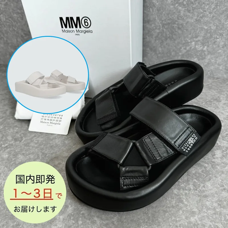 大人気!!新色MM6 メゾンマルジェラ 偽物 プラット ウェビングスリッポンサンダル 2色 mjl5516222