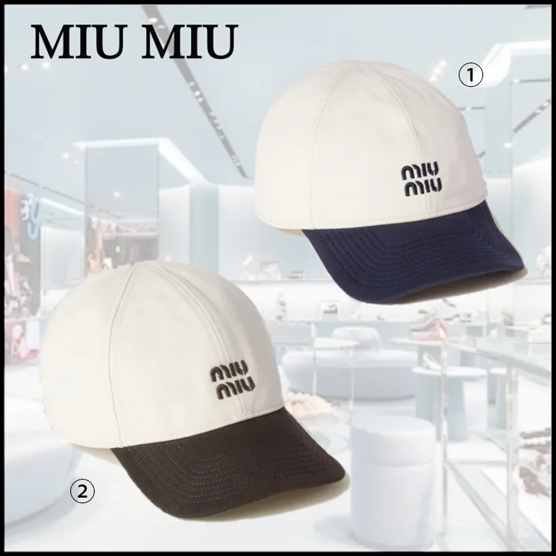 速達発送ミュウミュウ パチモン ロゴ ドリル ベースボールキャップ 2色 miu663225