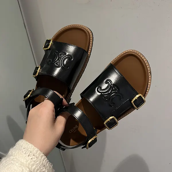 【スタイリッシュ♪】セリーヌ トリオンフ レザー サンダル 25 2色 359743644C.38NO