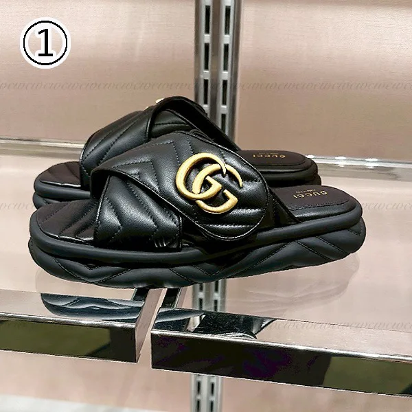 【使いやすさ抜群】グッチ GGマーモント パチモン キルティングレザーサンダル gg2586