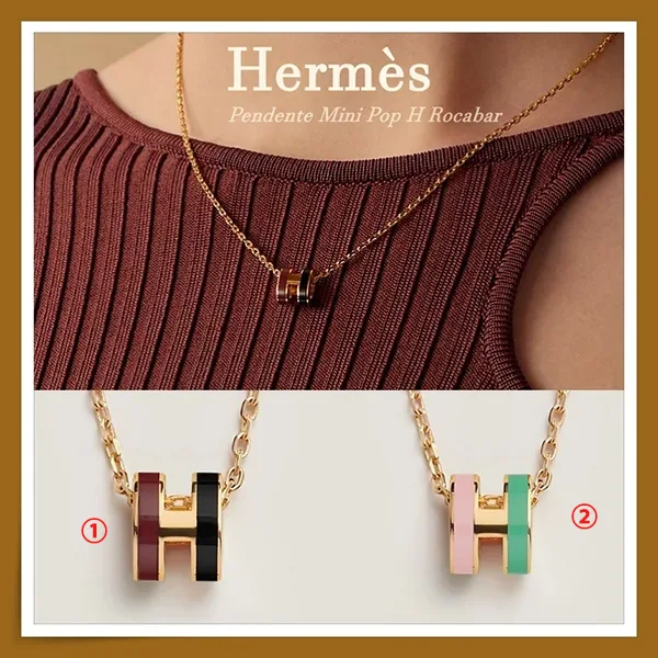 【エルメス】ツートンカラー☆Mini Pop H Rocabar ネックレス コピー H100066F