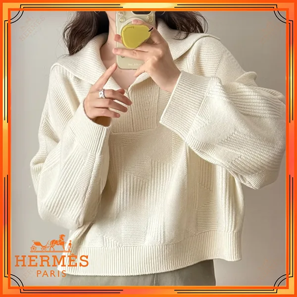 一目惚れアイテム上質素材が肌を包む★【エルメス】長袖セーター 3色 H5H2624D3