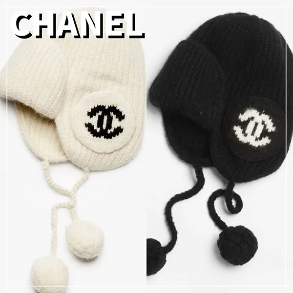 【手元に在庫有】超人気 シャネル ニット帽 帽子 コピー ココマーク ブラック ホワイト c25092902