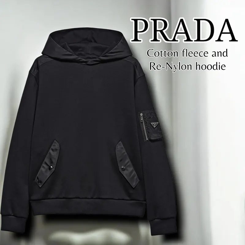 先取り！プラダ コットンフリースx Re-Nylon フーディー スーパーコピー pl84625846