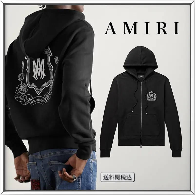 アミリ ロゴ刺繍 コットン ジップパーカー n級品 人気 am3226515