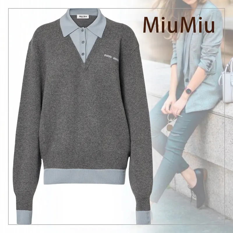 2025SSミュウミュウ カシミア×ウール ポロセーター n級品 miu655325
