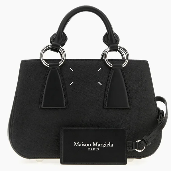 マルジェラ パロディ ブラック レザーハンドバッグ★SB1WD0048P7275T8013