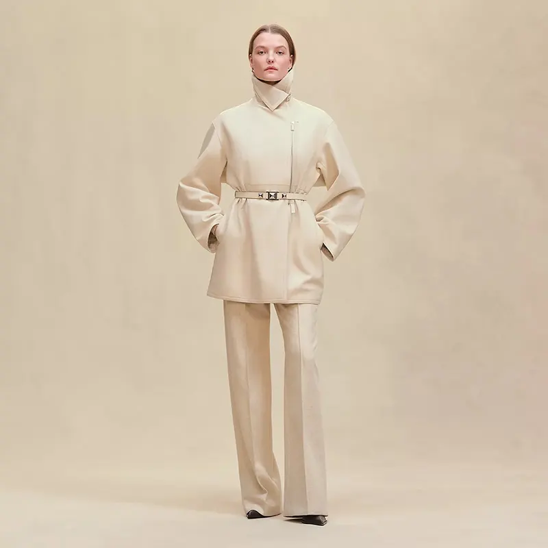 【コーデを格上げ】25AW エルメス ブランケット風ショートコート n級品 ラムスキン ams55199