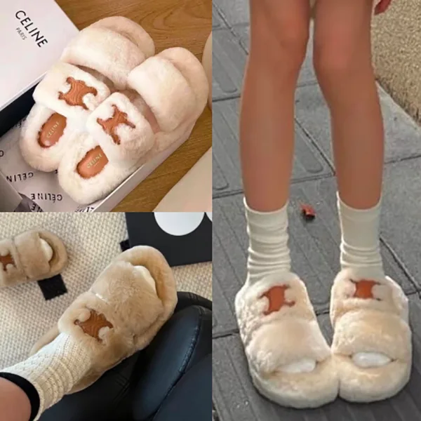 【完売続出☆】セリーヌ ファーサンダル 偽物 トリオンフ ce2510112