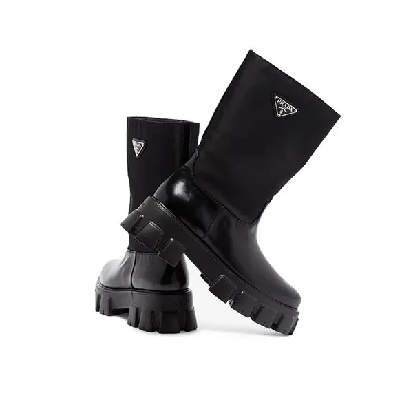 [一番信用]プラダ ブラッシュドレザー Monolith 厚底ブーツ 1U713M 3LFU F0002