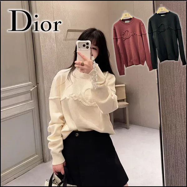 トレンド最先端【ディオール】ウールジャージー☆ディオール Ribbon セーター 613M627A2027