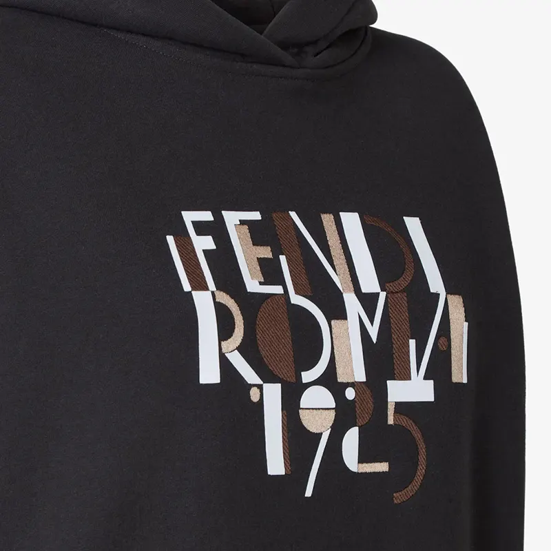 フェンディ スウェットシャツ ブラックジャージー パーカー コピー商品 fd958848