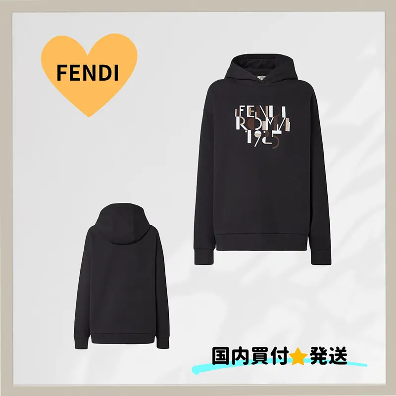 フェンディ スウェットシャツ ブラックジャージー パーカー コピー商品 fd958848
