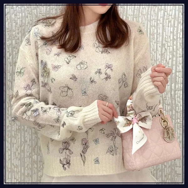 残り僅か【ディオール】アルパカ・カシミヤ・シルク ニット セーター 偽物 614S24A4028