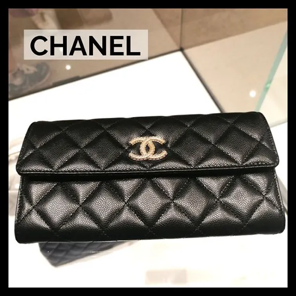 追跡付きで安心届けシャネル フラップウォレット ブラック AP4712
