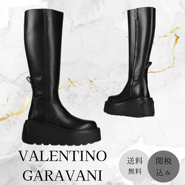 数量限定版ヴァレンティノ GARAVANI 偽物 Vロゴ プラットフォーム レザーロングブーツ vt1114