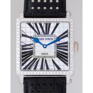 ロジェデュブイ ロジェデュブイ ゴールデンスクエア G37 G37 14 0 GN1 7A WG 皮 ベゼルダイヤアフター ホワイトシェル