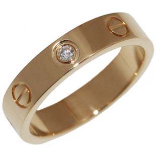 カルティエ K18YG ダイヤ1p ミニラブリング 指輪 B40571 新品