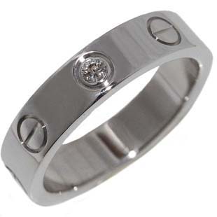 カルティエ K18WG ダイヤ1p ミニラブリング 指輪  B40505 新品