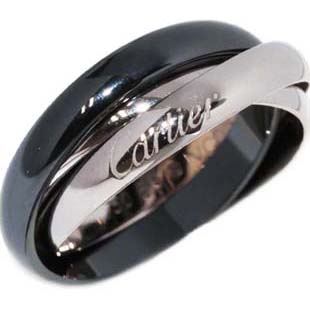 カルティエ K18WG/ブラックセラミック トリニティ ブラック&ホワイトリング 指輪 B40957
