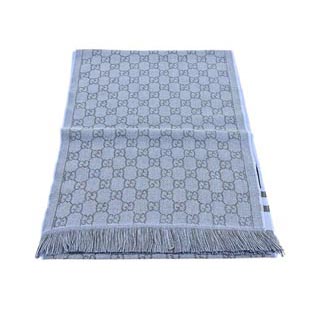 グッチ マフラー ライトブルー×グレー 全面ロゴ 100995 48200 1169